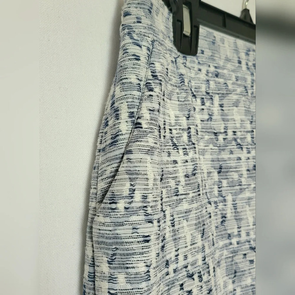 Loft Blue & White Tweed Woven Textured Pockets Back Zip Preppy Mini Skirt 6 New‎ - Picture 2 of 8